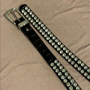 Rhinestone Leather Belt